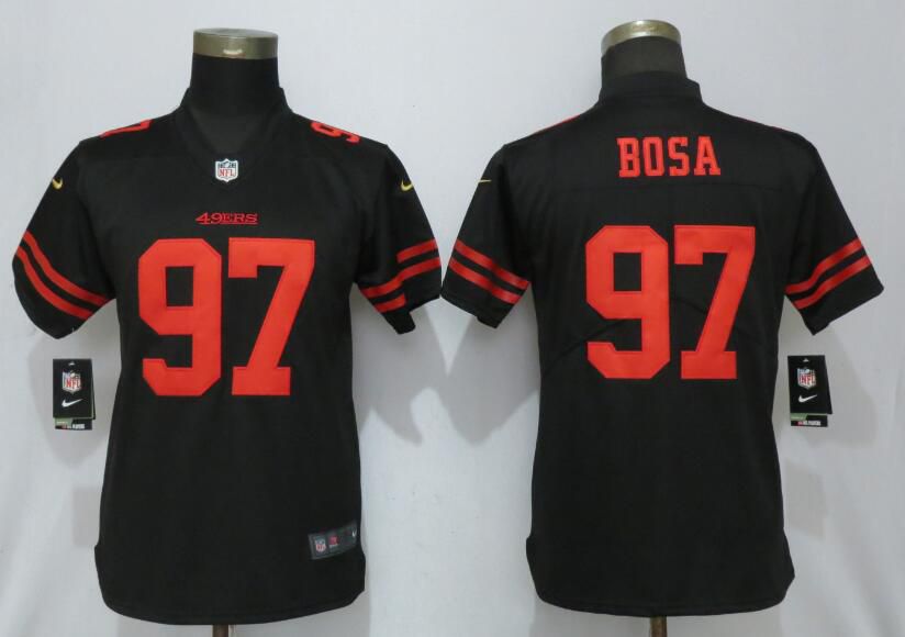 Women San Francisco 49ers #97 Bosa Black Nike Vapor Untouchable Player NFL Jerseys->women nfl jersey->Women Jersey